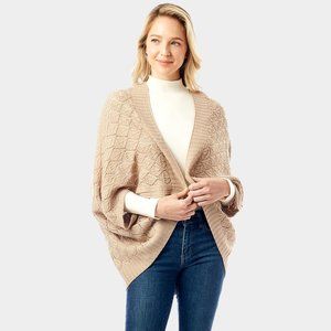 Beige Soft Patterned Crochet Shrug